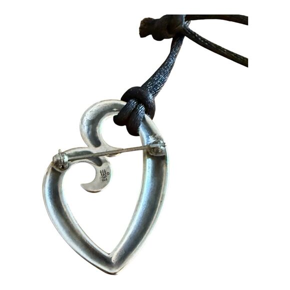 Retired james avery mother - Gem James Avery Retired Mother and Child Heart Pendant Brooch Pin W/ Black Silk Cord